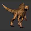 Detailed Spinosaurus Dinosaur Figure In Standing Pose With Spiked Sail Back And Orange Brown Skin
