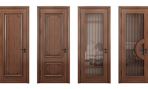 New Chinese style single door SU model 3d model