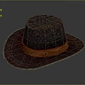 Dark Red Woven Cowboy Hat With Wide Brim Orange Band And Circular Holes