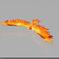 Fiery Flame Phoenix Spreading Wings In Black Background With Reflection