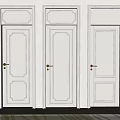 Light Gray Swing Doors With Decorative Panels And Textured Glass Wall In Modern Interior