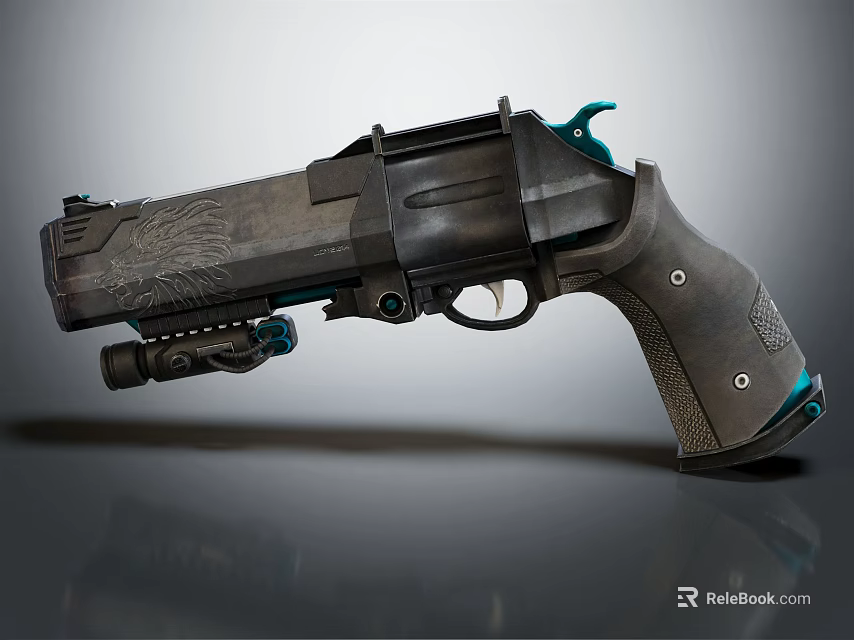 Modern Tactical Revolver With Scope Textured Grip And Metallic Design Details 3d model 
