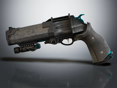 Modern Tactical Revolver With Scope Textured Grip And Metallic Design Details 3d model