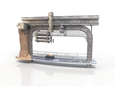 Industrial Machinery Equipment With Metal Frame Arch Structure And Mechanical Components 3d model