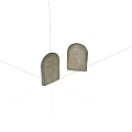 Two Ancient Stone Tablets With Arched Tops And Weathered Surface Details 3d model