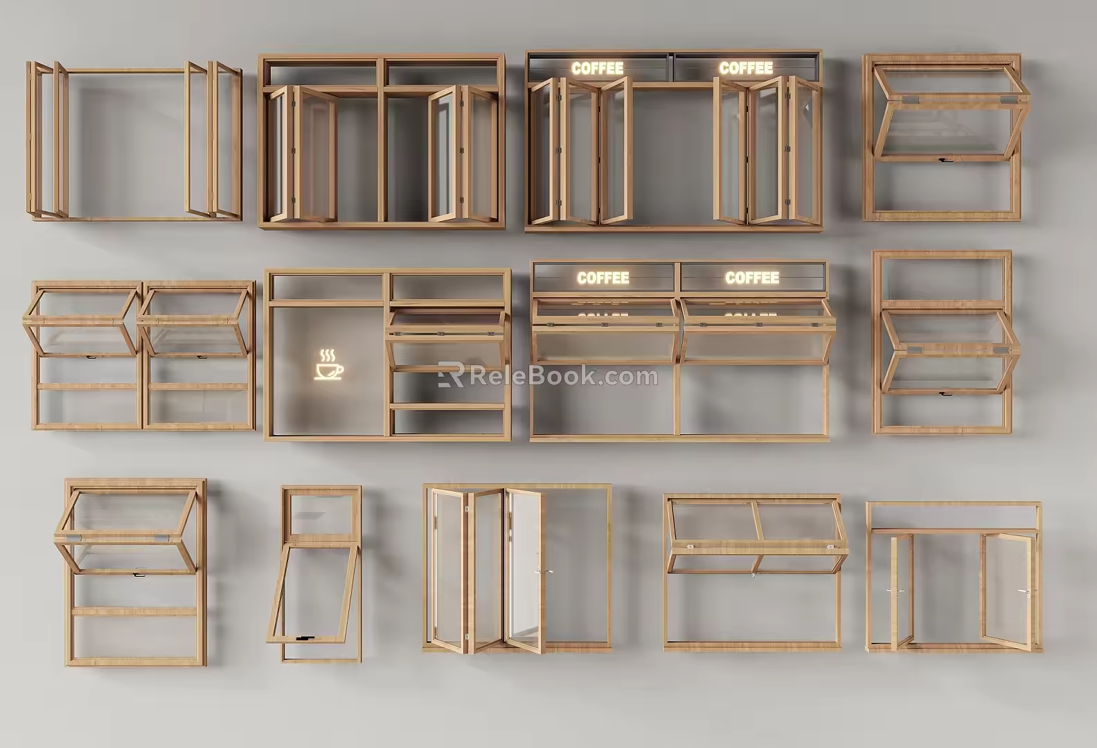 Folding windows Coffee shops Folding windows sliding windows casement windows 3d model