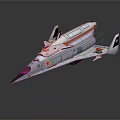 Spaceship Model With White Body Red Star Black Wings And Reflective Surface