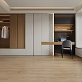 Modern Wooden White Wardrobe Design With Hanging Area Desk And Chair