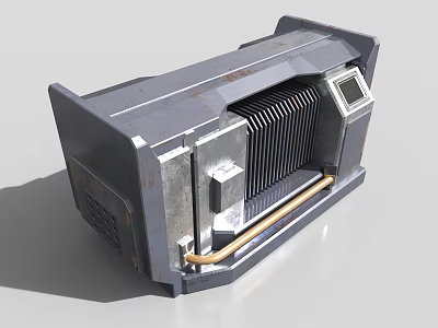 Smart Industrial Machine With Metallic Casing Heat Sink Display Panel And Connecting Pipe 3d model