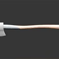 Axe With Wooden Handle And Blue Accent Metal Head On Reflective Surface