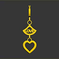 Golden Daily Necessities Pendant With Ring Diamond Shape LOVE Lettering And Heart Charm