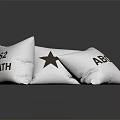 Three White Accent Pillows With S2 MATH Printed Letters For Home Decor 3d model