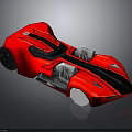 Red Sports Car With Streamlined Design Black Stripe Open Cockpit And Silver Accents