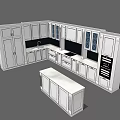 Modern Kitchen Cabinet Set With White Upper Lower Storage And Glass Doors