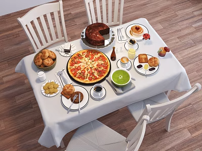 Modern Table and Chair Combination Food Combination Western Food 3d model