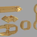 Golden Shiny Metal Mechanical Parts With Various Industrial Shapes And Structures