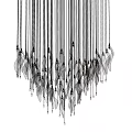 Elegant Modern Chandelier With Slender Metal Wires And Glass Leaf Accents