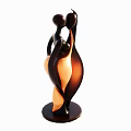 Abstract Two Figures Sculpture In Black And Brown With Elegant Design Base