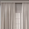 Elegant Soft Beige Curtains With Textured Design And Sheer Layer For Modern Room Window