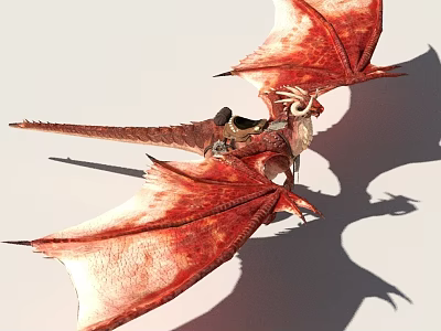 Fantasy Character Riding Mythical Winged Dragon In Epic Adventure Scene 3d model