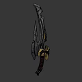 Ornate Gold Silver Sword With Red Wrapped Hilt And Sharp Decorative Blade