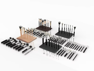 Professional Cosmetics Makeup Brushes Set With Various Colors And Stylish Holders 3d model
