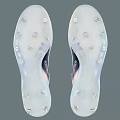 Modern White Soccer Shoes With Blue And Orange Stripes And Transparent Studs