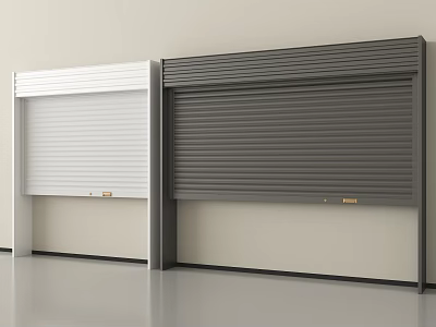 White And Dark Gray Wall Mounted Roller Shutters For Modern Home Exterior 3d model