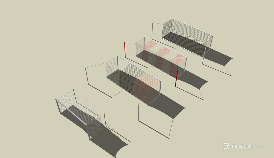 Football Goals In Different Sizes With Metal Frames And Net Attachments For Training Use 3d model 