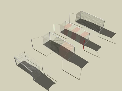 Football Goals In Different Sizes With Metal Frames And Net Attachments For Training Use 3d model