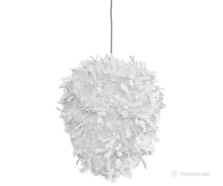 Modern White Fluffy Feather Like Artistic Pendant Chandelier Light Design 3d model 