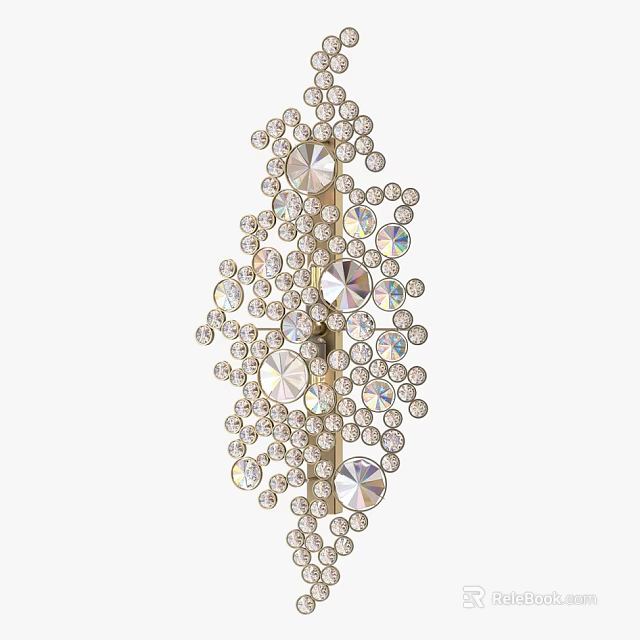 Sparkling Crystal Wall Decor With Round Elements And Hanging Design 3d model 