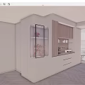 Modern Sideboard Cabinet With Glass Doors LED Lighting And Storage For Dining Room