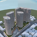 Modern Commercial Street With Tall Buildings Glass Canopy Entrance And Open Space