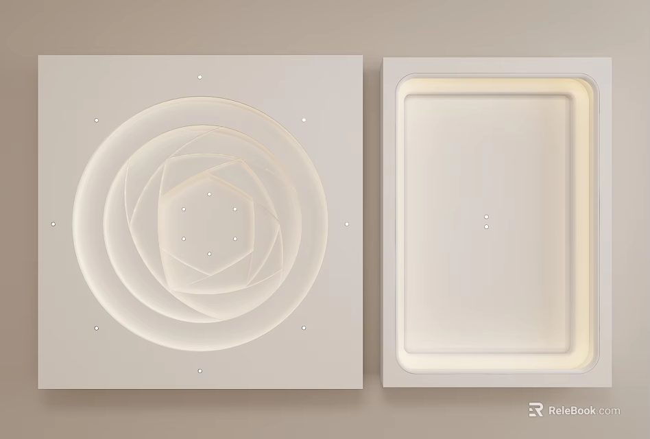 Stylish Ceiling Design With Geometric Patterns And Lighting 3d model 