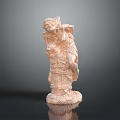 Detailed Ivory Colored Sculpture Of Mythical Female Figure With Companion Creature