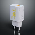 20W White Power Adapter With THE CABLE Label And Two Pin CE Plug 3d model