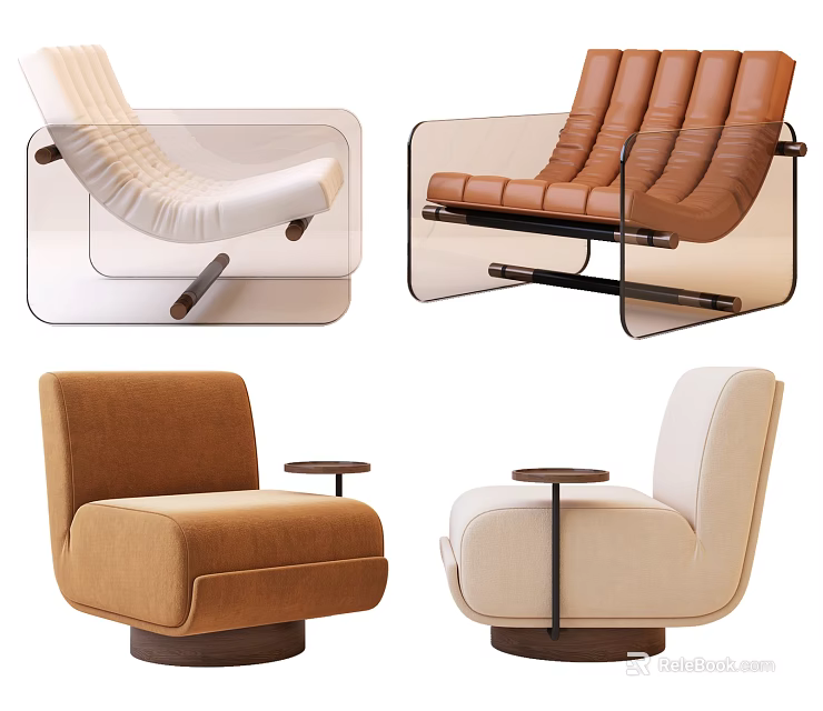 Modern Single Sofa Designs With Different Colors And Minimalist Stylish Frames 3d model