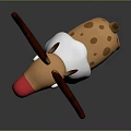 Cute Reindeer 3D Model With Red Nose White Fur Brown Body And Golden Bell