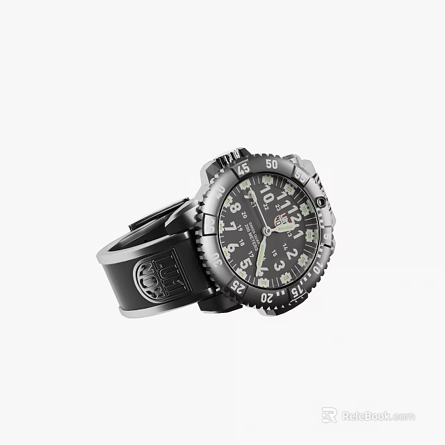 Luxury Sporty Men's Watch Jewelry With Black Dial Strap And Numerical Markers 3d model 