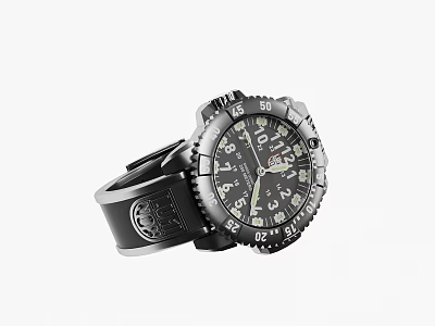 Luxury Sporty Men's Watch Jewelry With Black Dial Strap And Numerical Markers 3d model