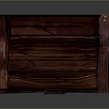 Vintage Wooden Chest With Brown Blue Accents Metal Lock And Textured Surface