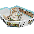 Kids Furniture Store Interior Design With Display Shelves Cashier Counter And Modern Lighting