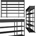 Black Metal Multi Tier Shelving Unit with Open Storage Design and Display Angles 3d model