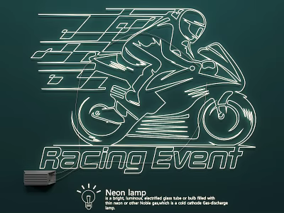 Advertising words luminous words neon lantern rider motorcycle 3d model