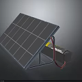 Solar Panel with Rechargeable Battery and Red Connecting Cable Setup 3d model