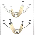 Modern Curved Chandelier With White LED Light Strips And Metal Support Brackets