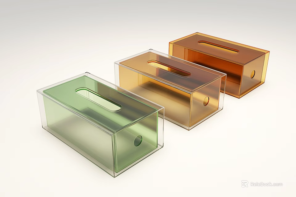Stylish Transparent Colored Tissue Boxes For Home Daily Use And Decoration 3d model 