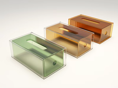 Stylish Transparent Colored Tissue Boxes For Home Daily Use And Decoration 3d model
