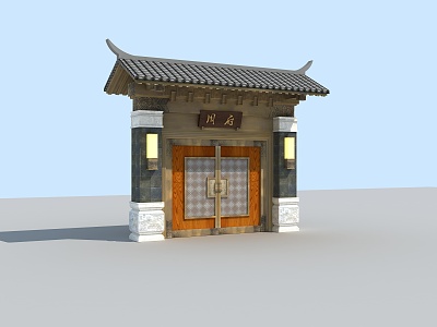 Chinese Gate Patio Door 3d model